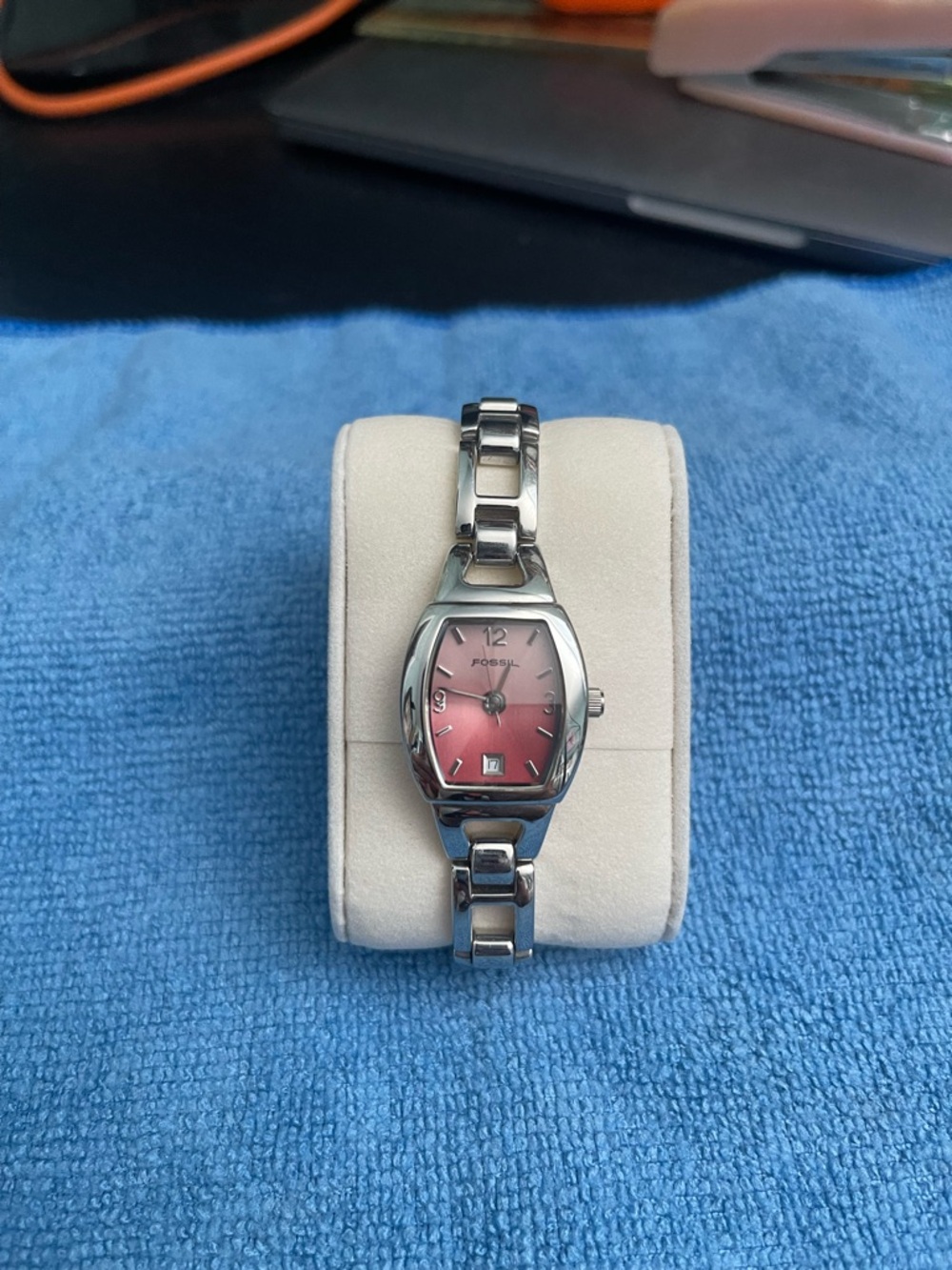 Fossil Silver Bracelet Watch with Pink Gradient Dial